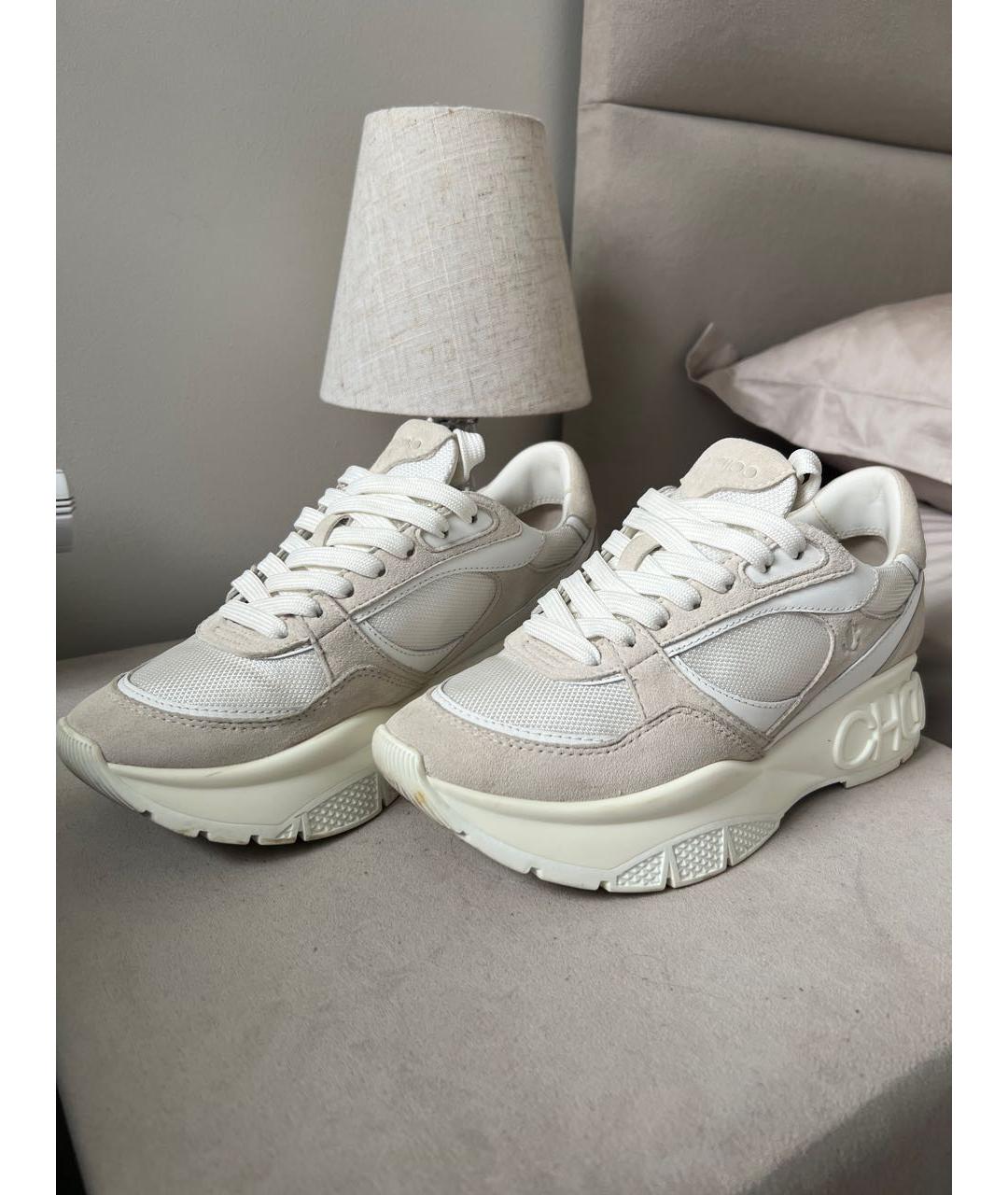 JIMMY CHOO Белые кожаные кроссовки, фото 5
