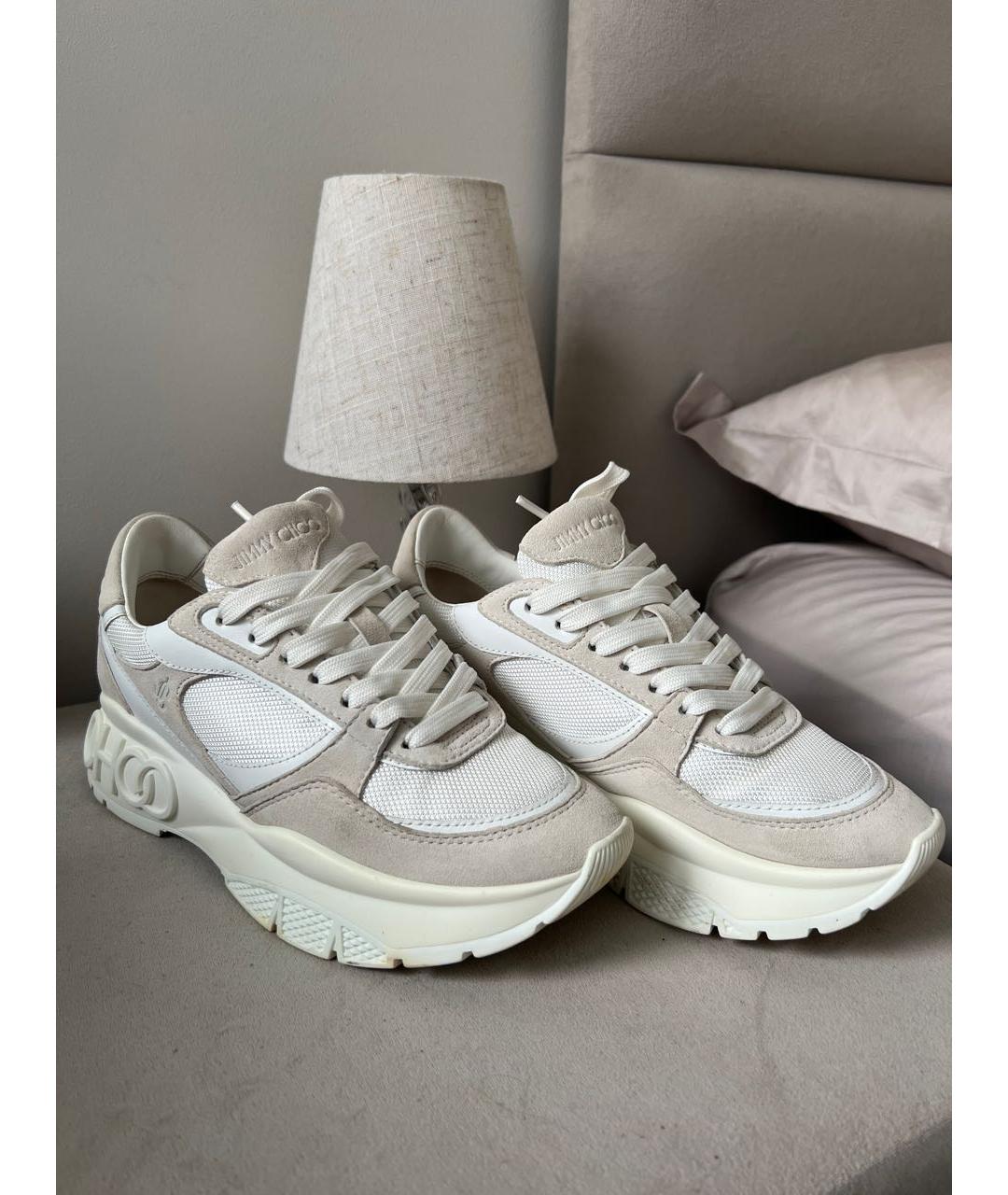 JIMMY CHOO Белые кожаные кроссовки, фото 7