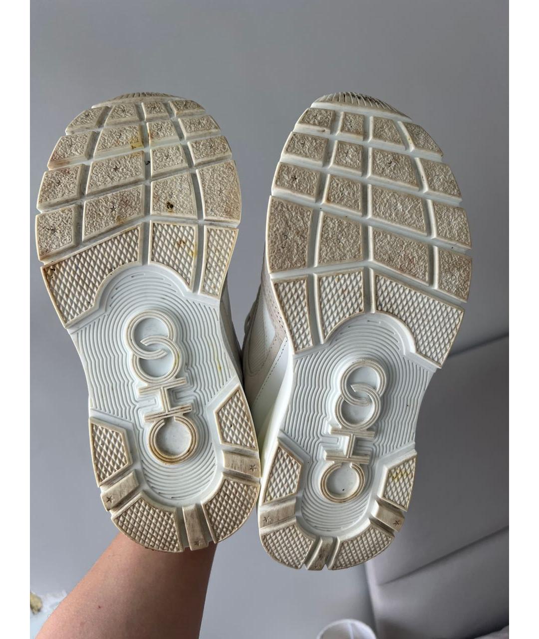 JIMMY CHOO Белые кожаные кроссовки, фото 8