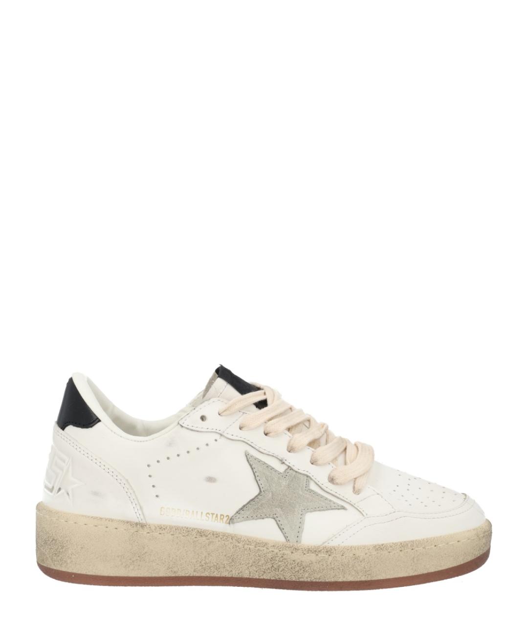 GOLDEN GOOSE Белые кожаные низкие кроссовки / кеды, фото 1
