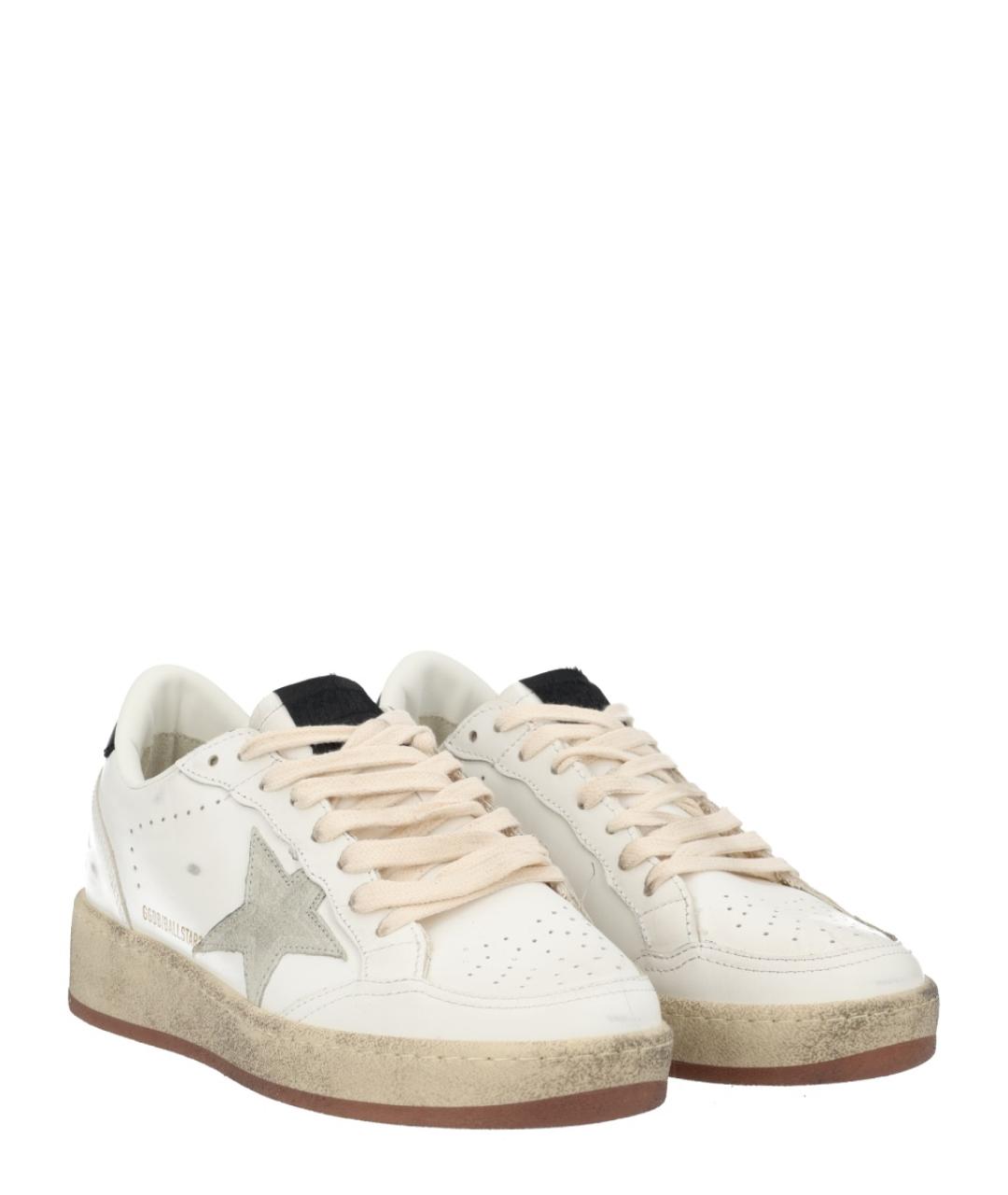 GOLDEN GOOSE Белые кожаные низкие кроссовки / кеды, фото 2