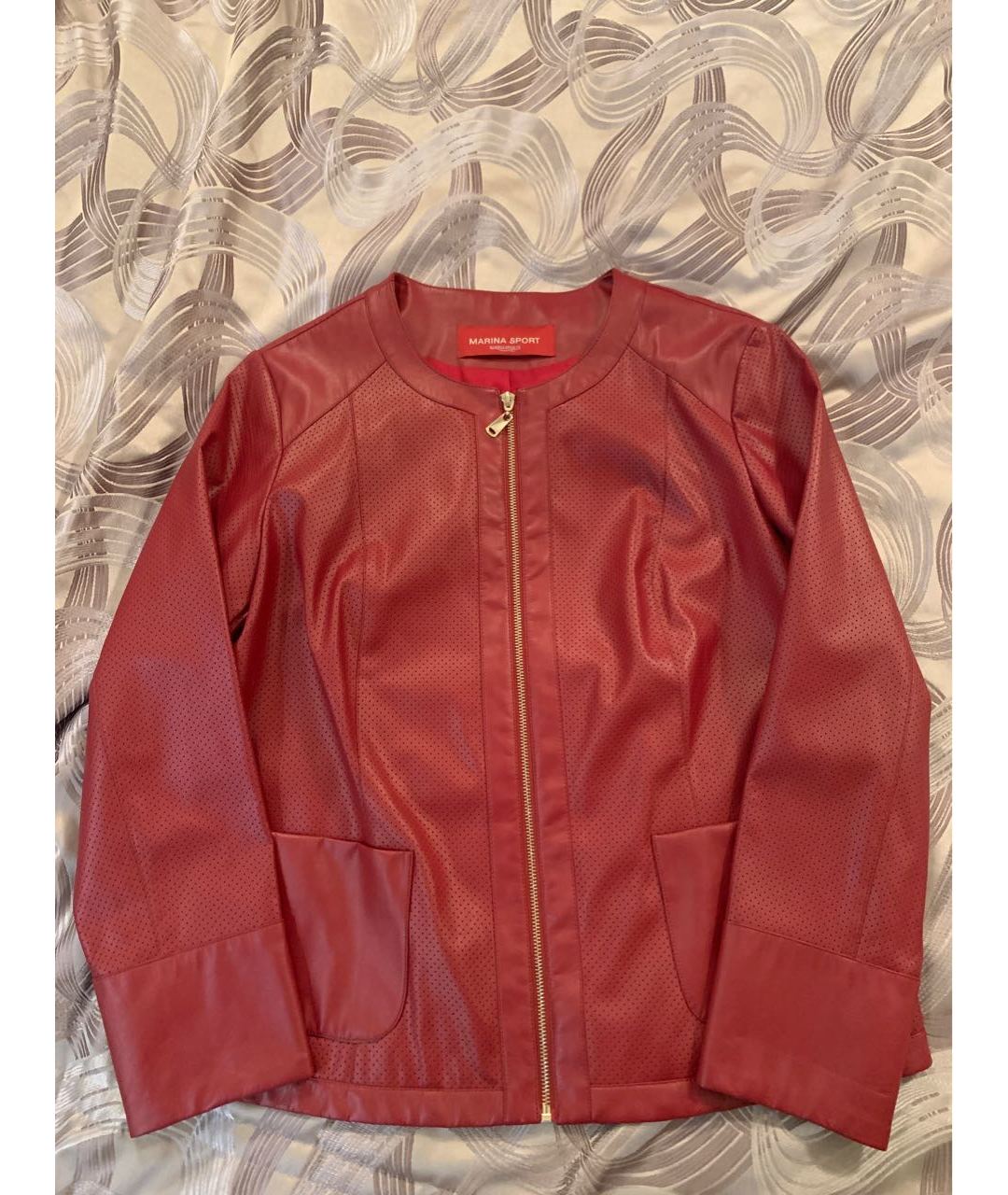 MARINA RINALDI Красная полиуретановая куртка, фото 5