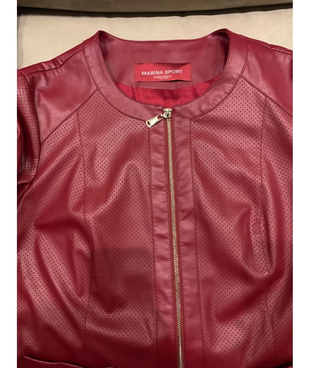 MARINA RINALDI Красная полиуретановая куртка, фото 4