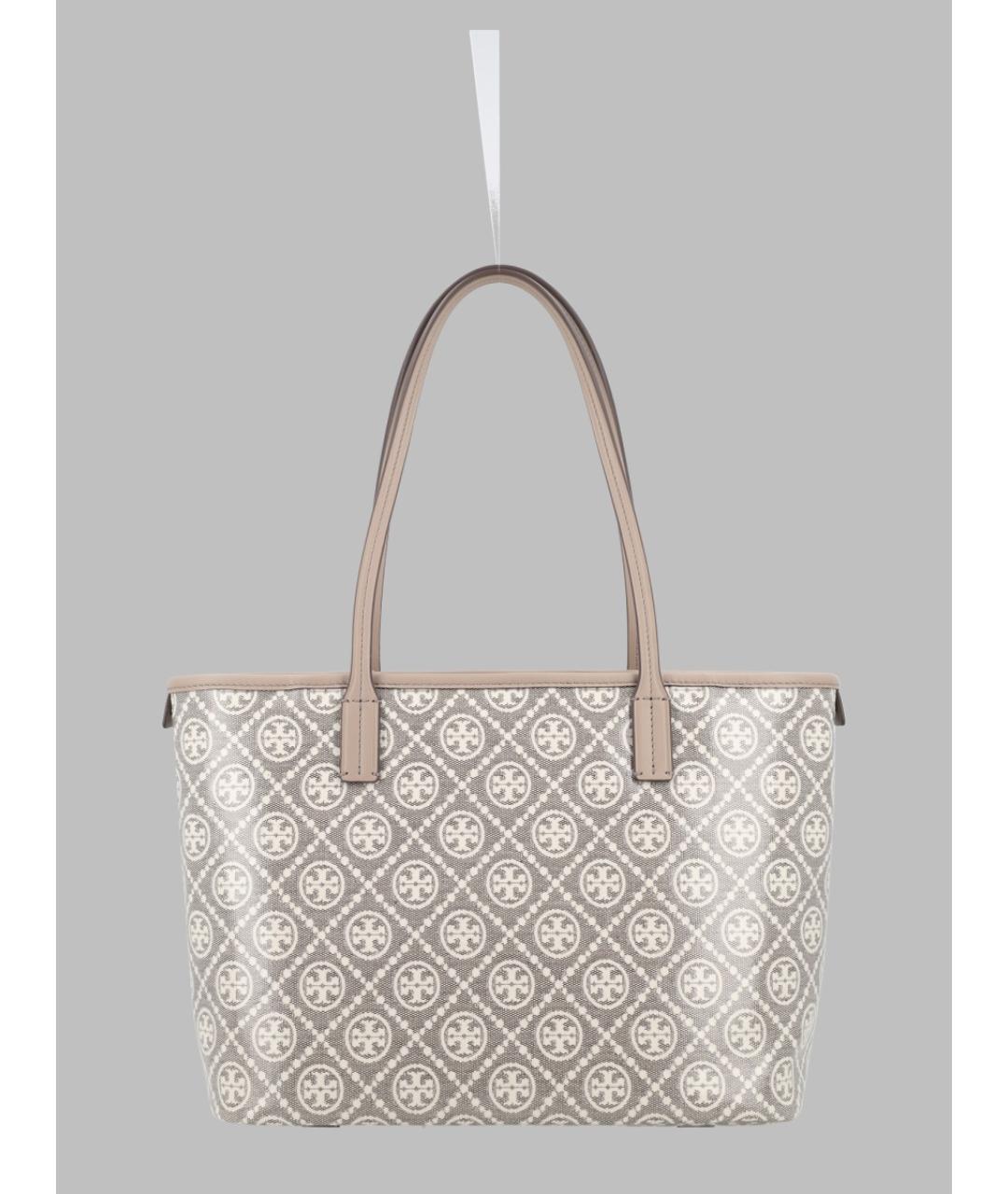 TORY BURCH Серая синтетическая сумка тоут, фото 2