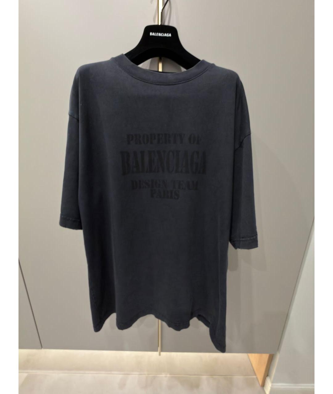 BALENCIAGA Антрацитовая хлопковая футболка, фото 2