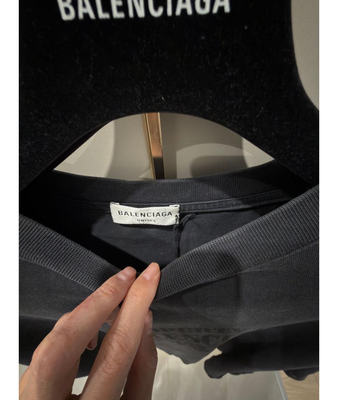 BALENCIAGA Антрацитовая хлопковая футболка, фото 4