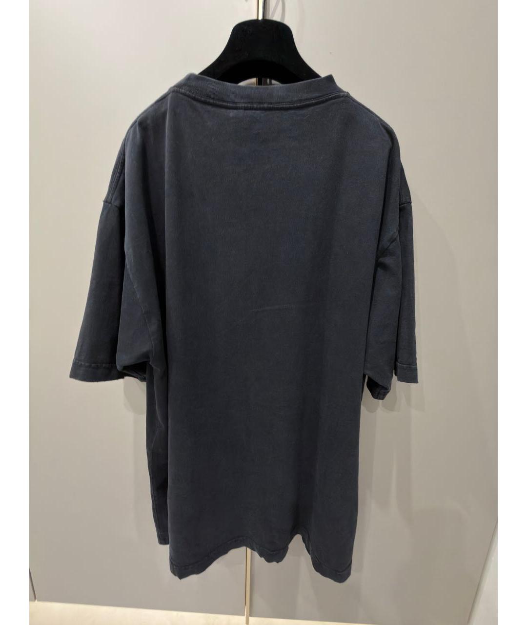 BALENCIAGA Антрацитовая хлопковая футболка, фото 3