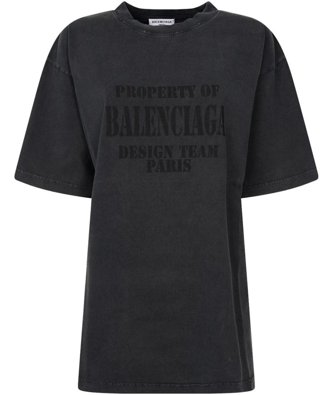 BALENCIAGA Антрацитовая хлопковая футболка, фото 1