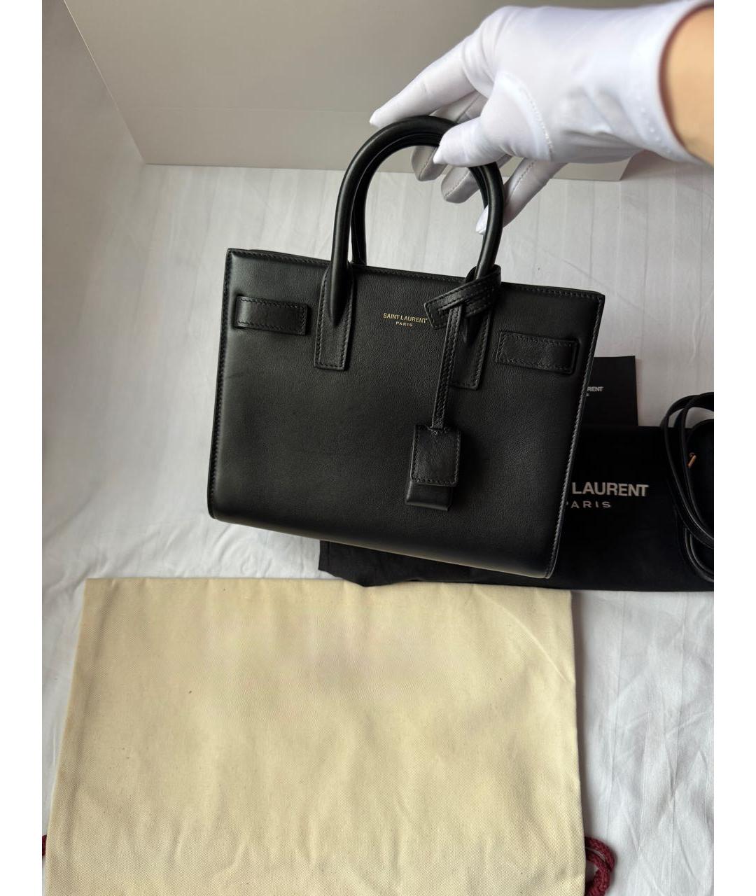 SAINT LAURENT Черная кожаная сумка тоут, фото 2