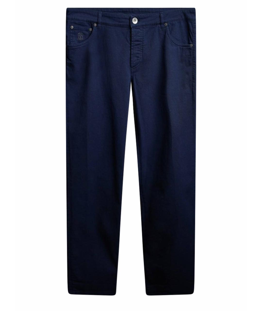 BRUNELLO CUCINELLI Синие хлопковые повседневные брюки, фото 1