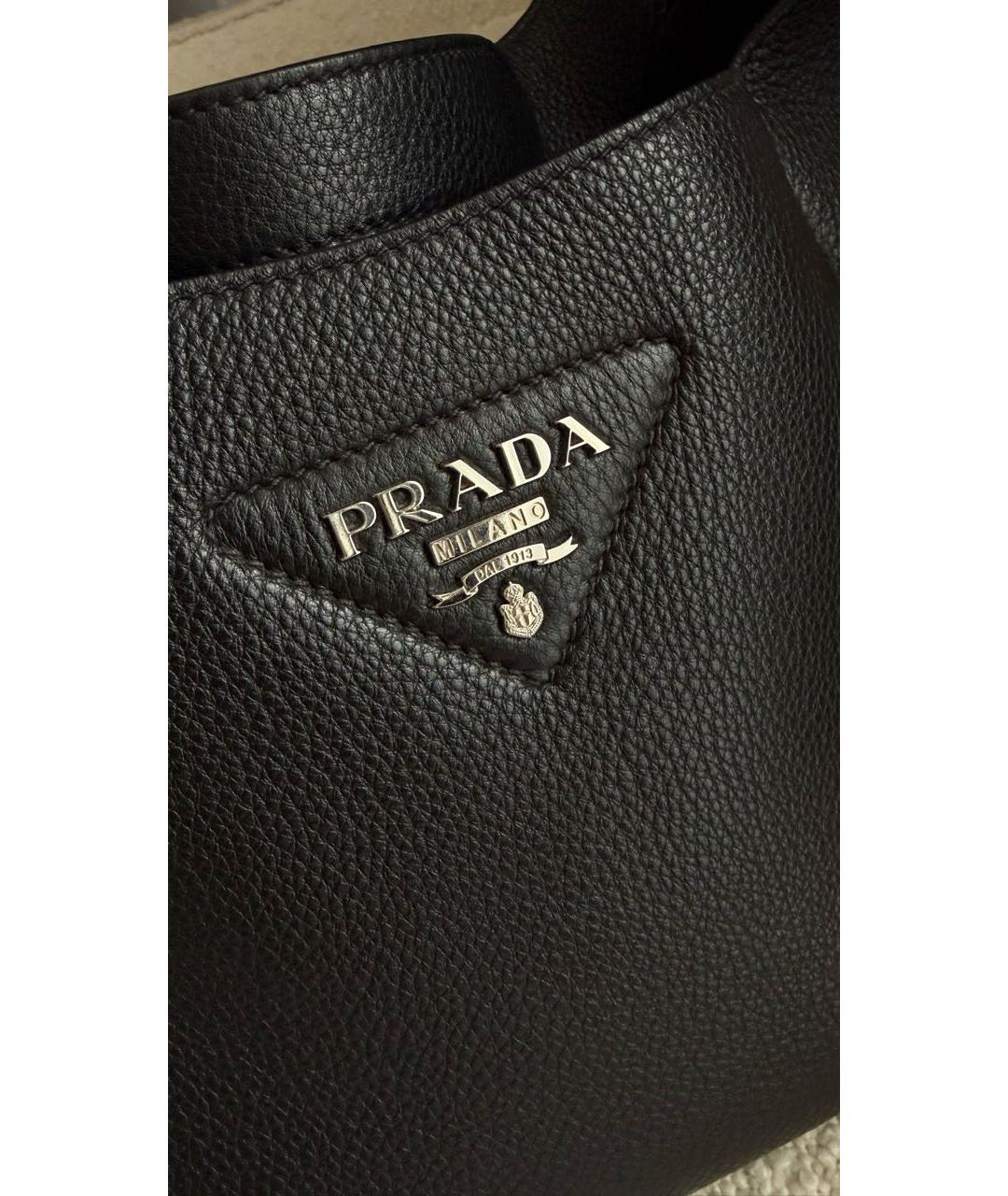 PRADA Черная кожаная сумка с короткими ручками, фото 5