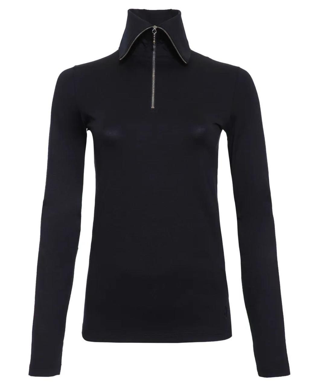 JIL SANDER Темно-синяя хлопко-эластановая водолазка, фото 1