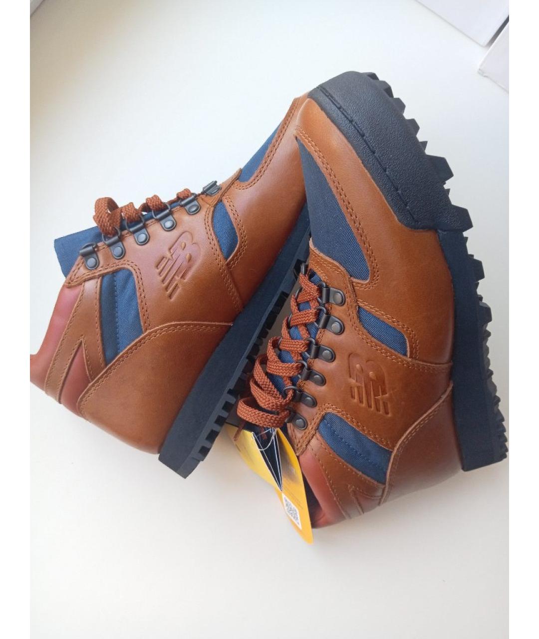 NEW BALANCE Коричневые кожаные высокие кроссовки / кеды, фото 7