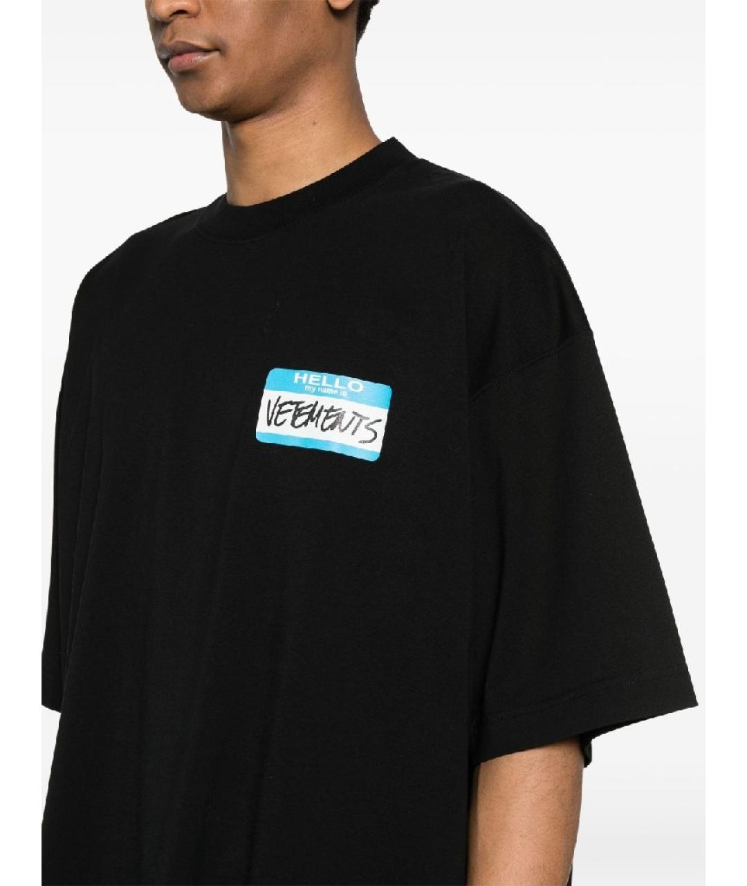 VETEMENTS Черная хлопковая футболка, фото 5
