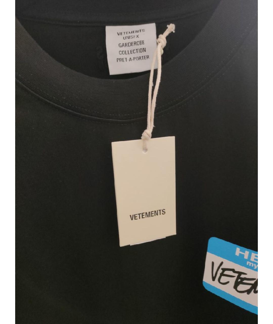 VETEMENTS Черная хлопковая футболка, фото 3