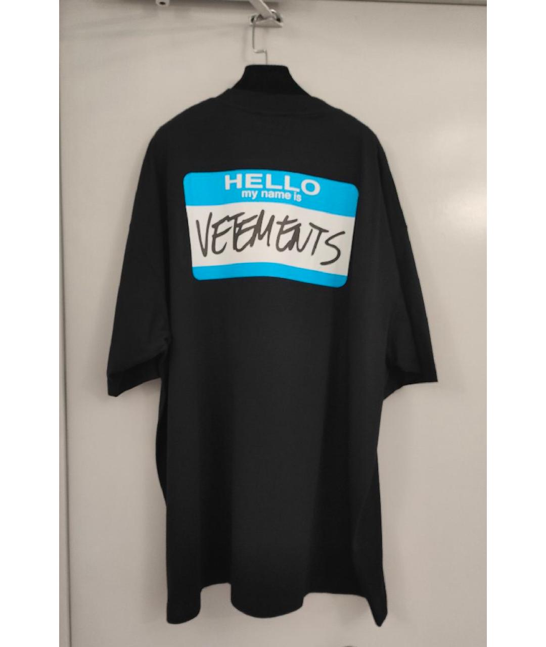 VETEMENTS Черная хлопковая футболка, фото 2