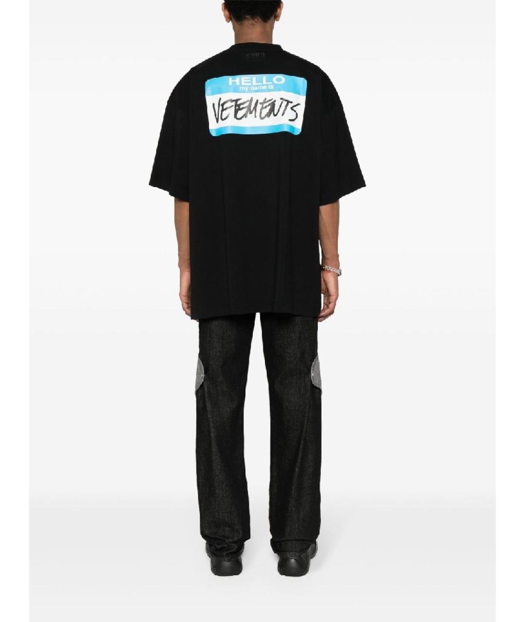 VETEMENTS Черная хлопковая футболка, фото 6