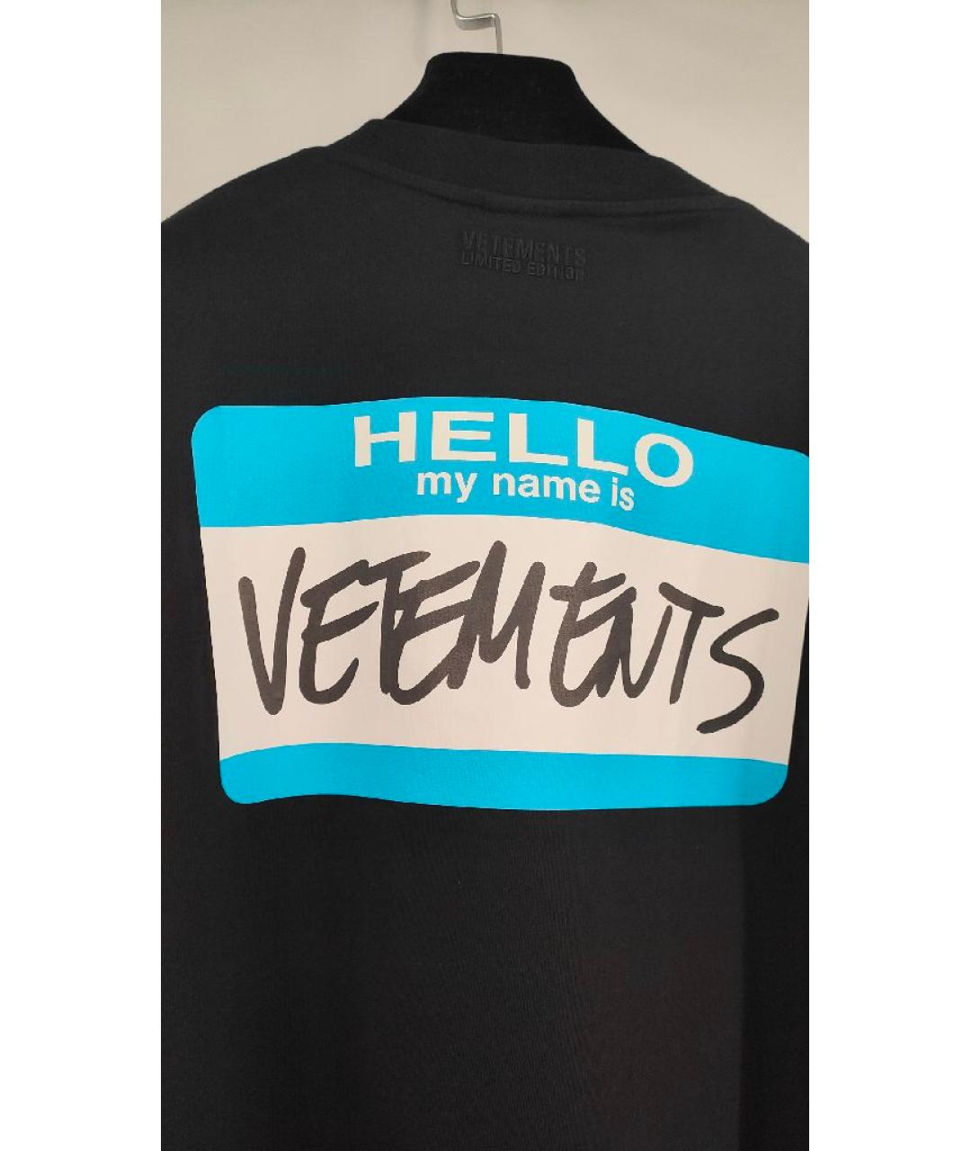 VETEMENTS Черная хлопковая футболка, фото 4