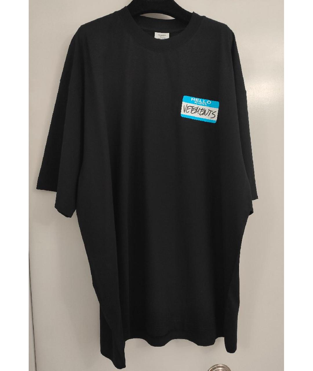 VETEMENTS Черная хлопковая футболка, фото 7