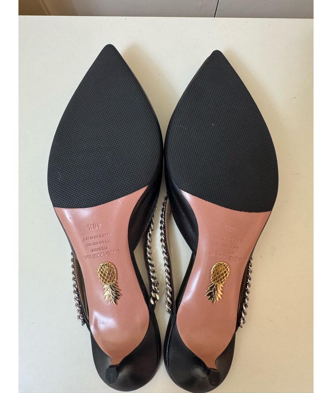 AQUAZZURA Черные кожаные мюли, фото 3