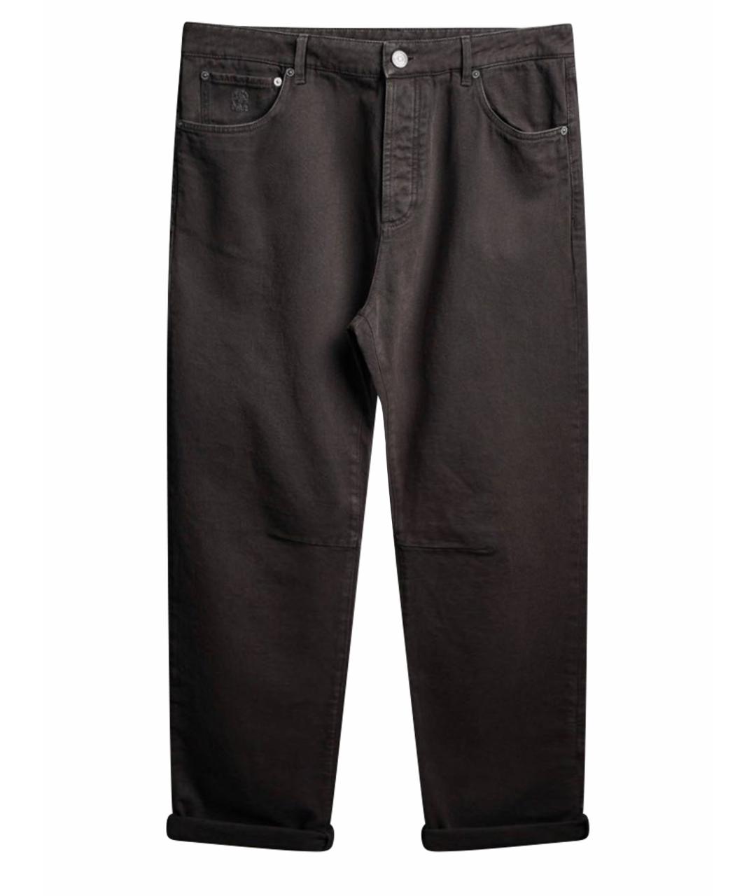 BRUNELLO CUCINELLI Коричневые хлопко-эластановые прямые джинсы, фото 1