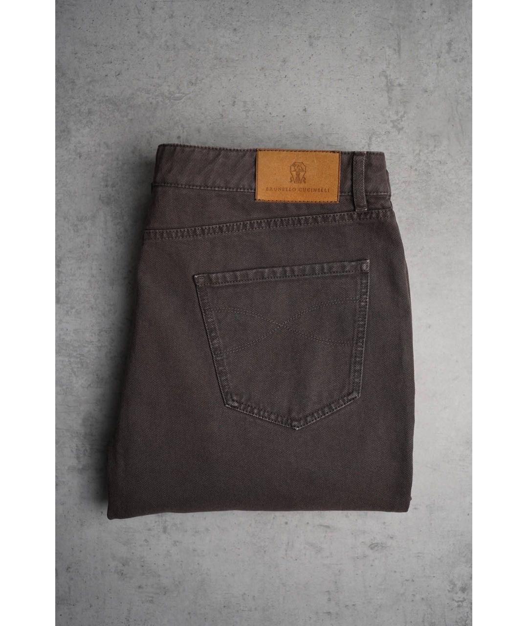 BRUNELLO CUCINELLI Коричневые хлопко-эластановые прямые джинсы, фото 6