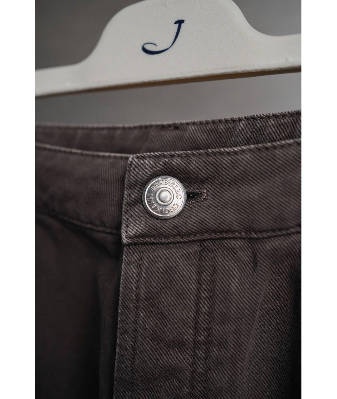 BRUNELLO CUCINELLI Коричневые хлопко-эластановые прямые джинсы, фото 5