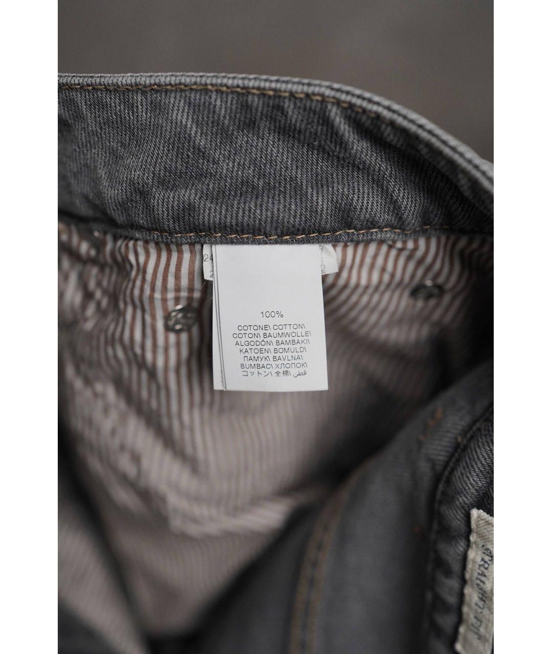 BRUNELLO CUCINELLI Антрацитовые хлопко-эластановые прямые джинсы, фото 6