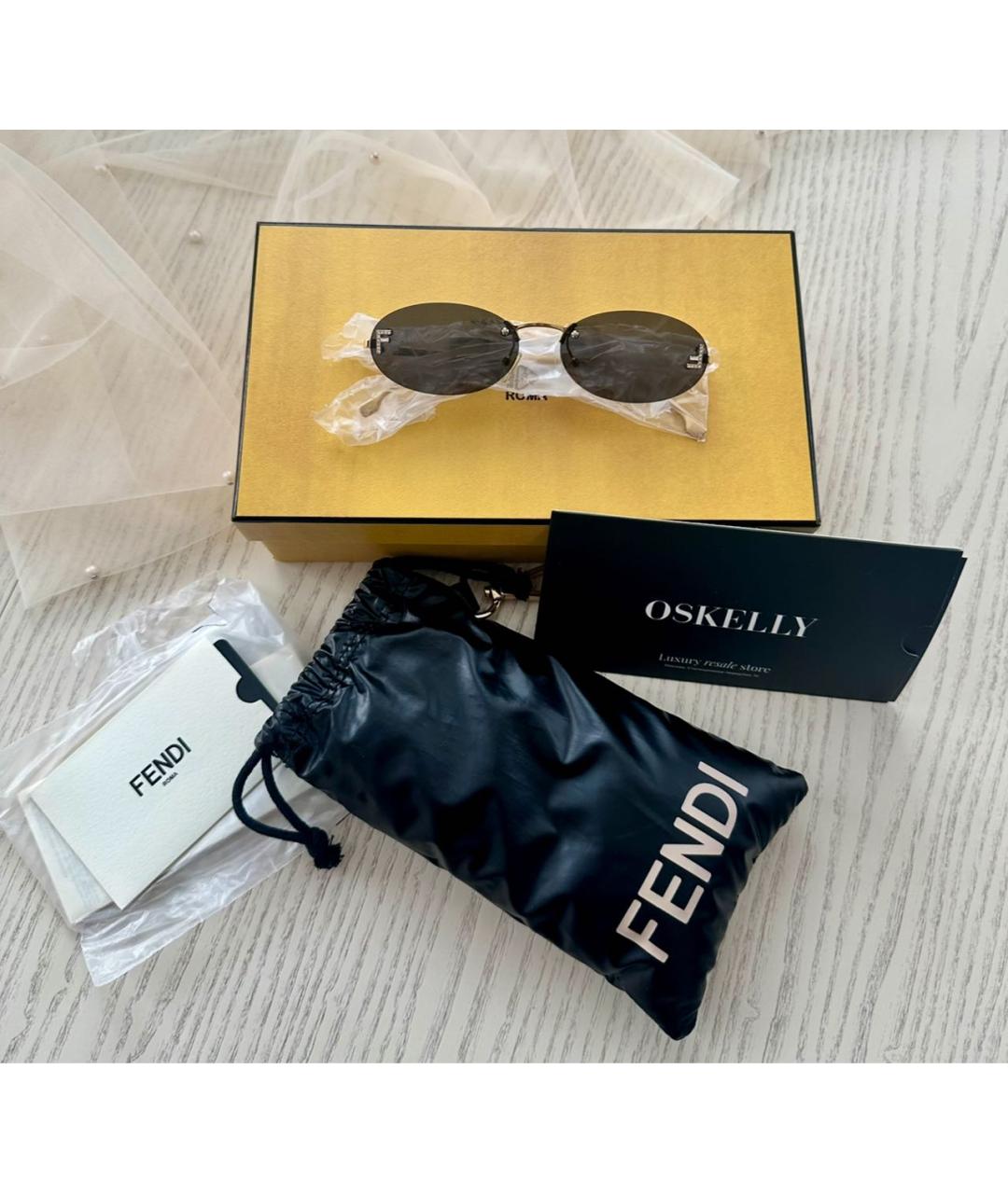 FENDI Серые металлические солнцезащитные очки, фото 2