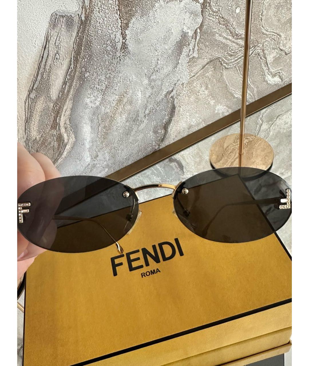 FENDI Серые металлические солнцезащитные очки, фото 4