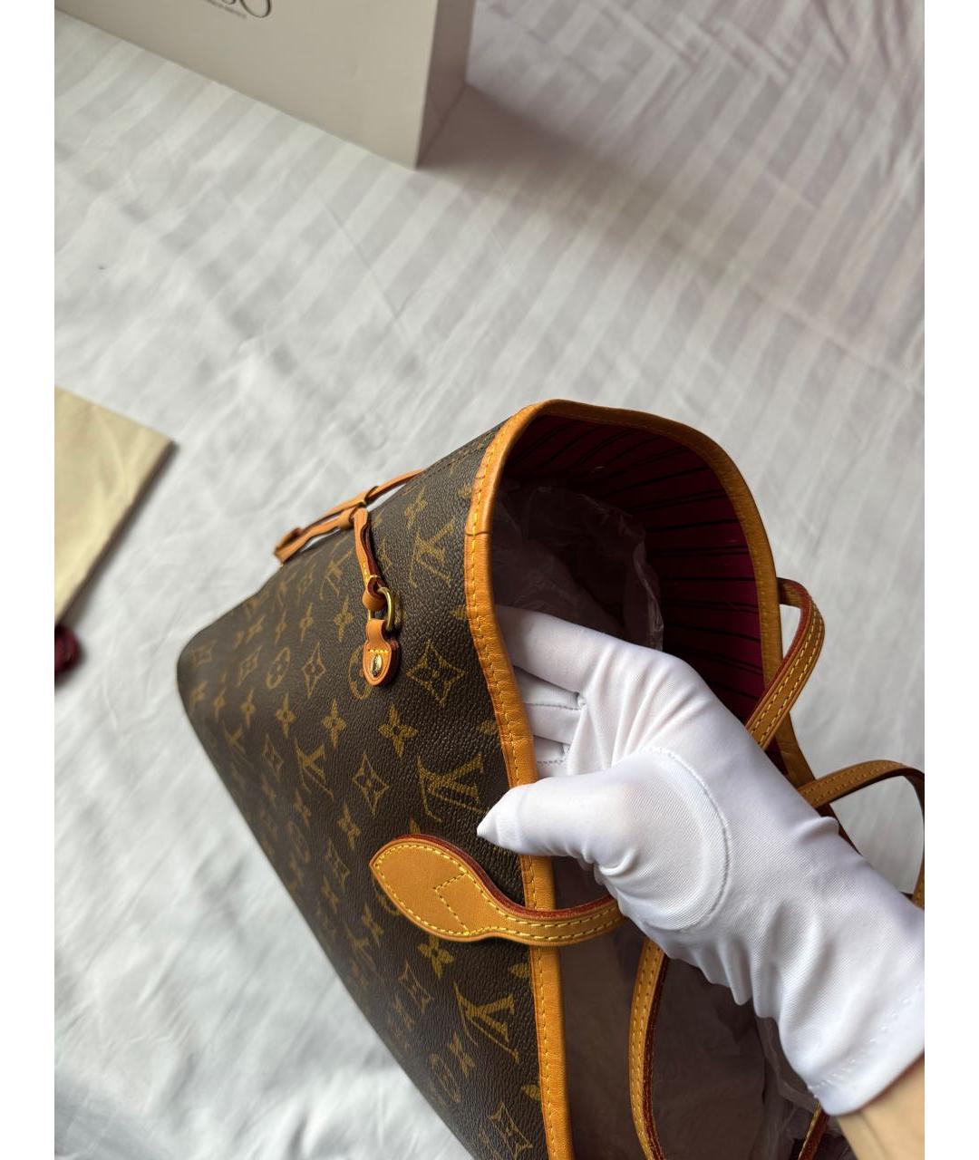 LOUIS VUITTON Коричневая кожаная сумка тоут, фото 4