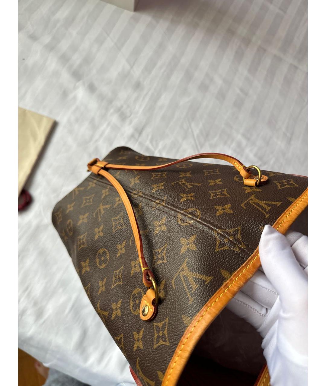 LOUIS VUITTON Коричневая кожаная сумка тоут, фото 6