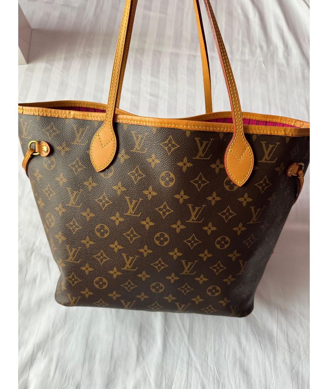 LOUIS VUITTON Коричневая кожаная сумка тоут, фото 3