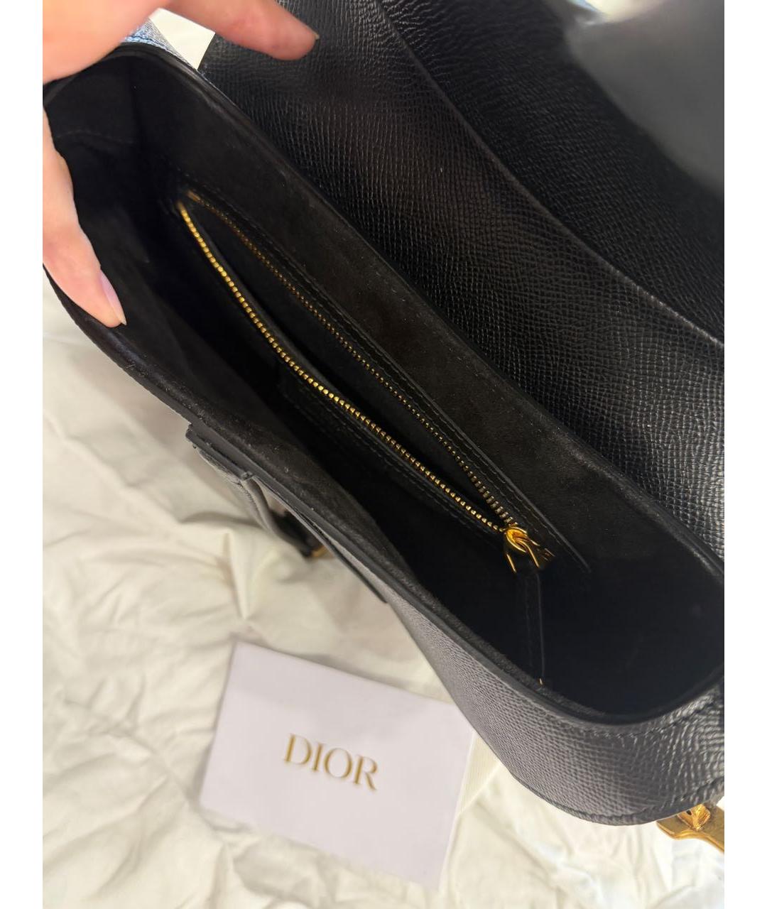 CHRISTIAN DIOR Черная кожаная сумка через плечо, фото 4