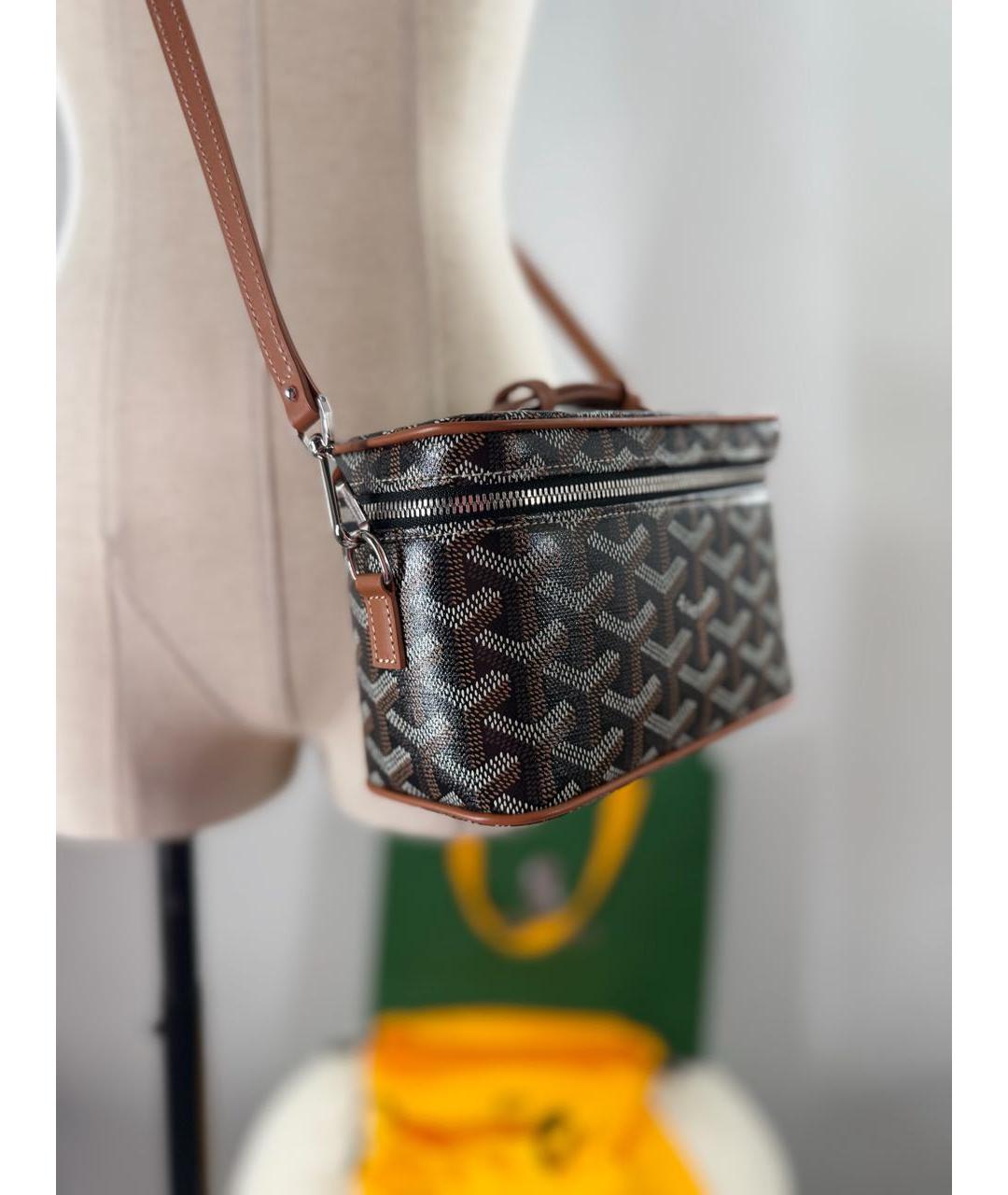 GOYARD Коричневая кожаная сумка с короткими ручками, фото 5