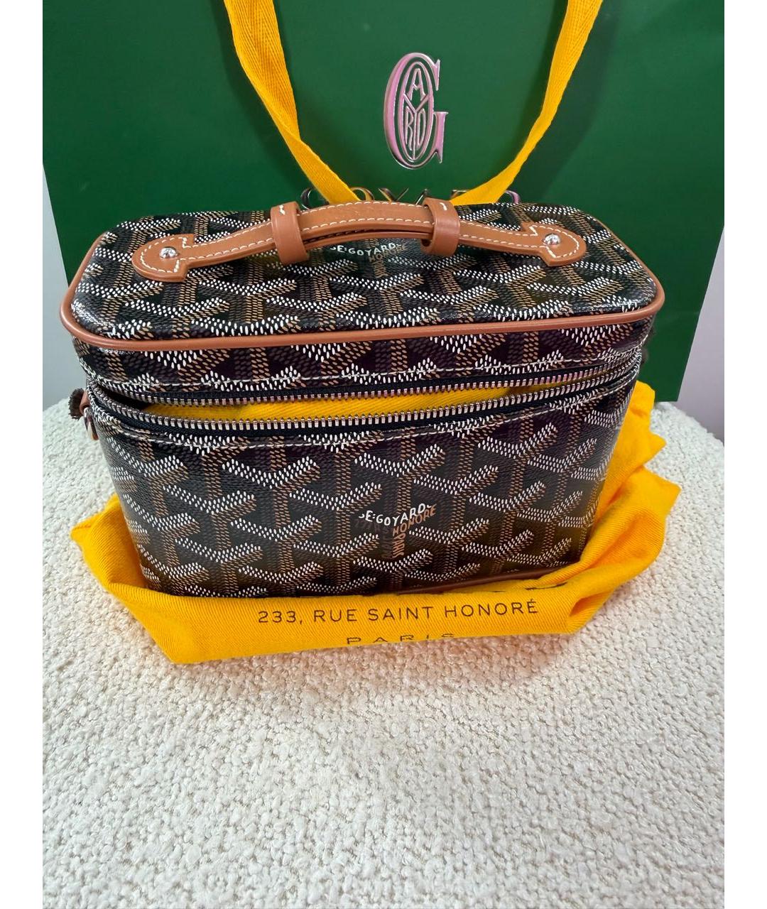 GOYARD Коричневая кожаная сумка с короткими ручками, фото 6