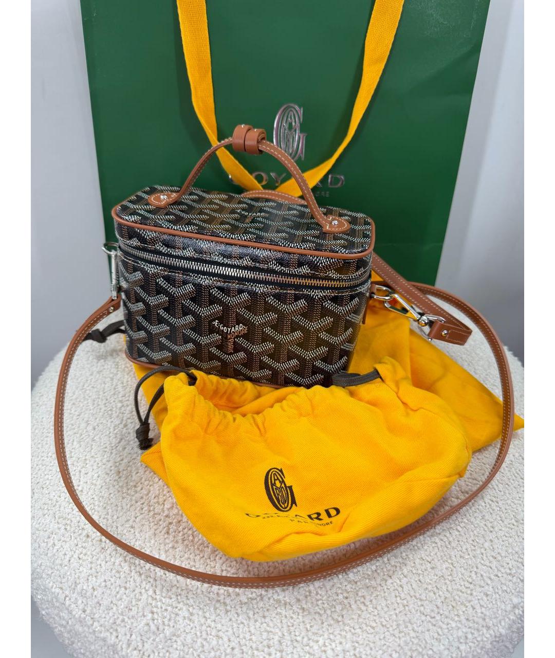 GOYARD Коричневая кожаная сумка с короткими ручками, фото 2
