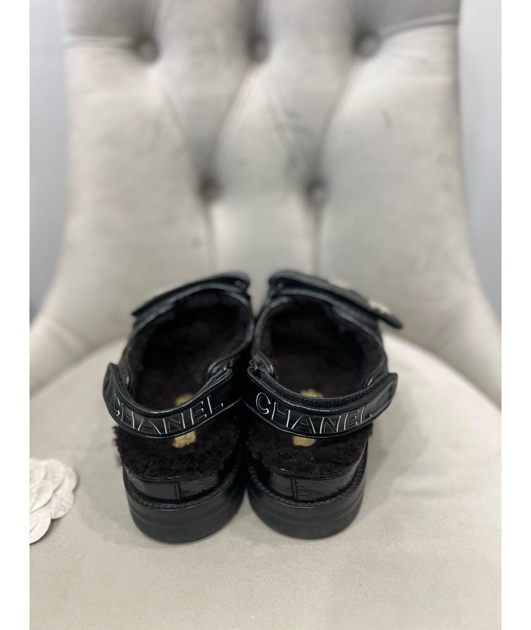 CHANEL Черные кожаные сандалии, фото 4