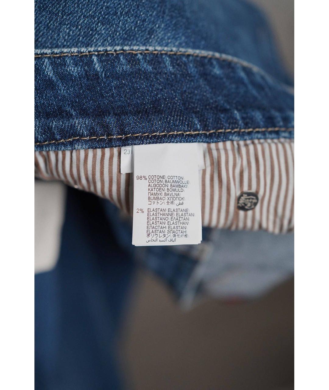 BRUNELLO CUCINELLI Синие хлопко-эластановые прямые джинсы, фото 6