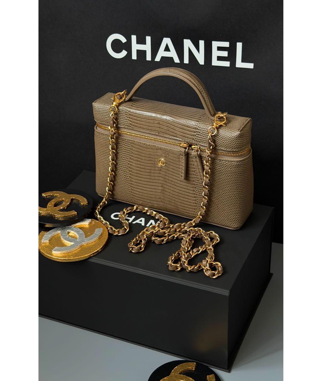 CHANEL Бежевая кожаная сумка через плечо, фото 2