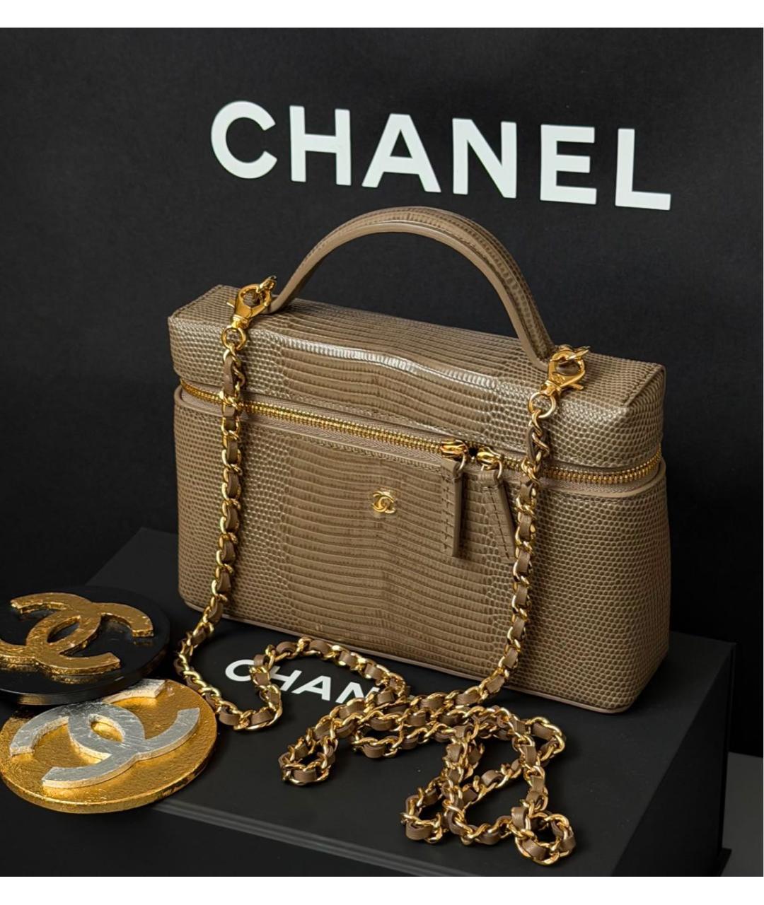 CHANEL Бежевая кожаная сумка через плечо, фото 1