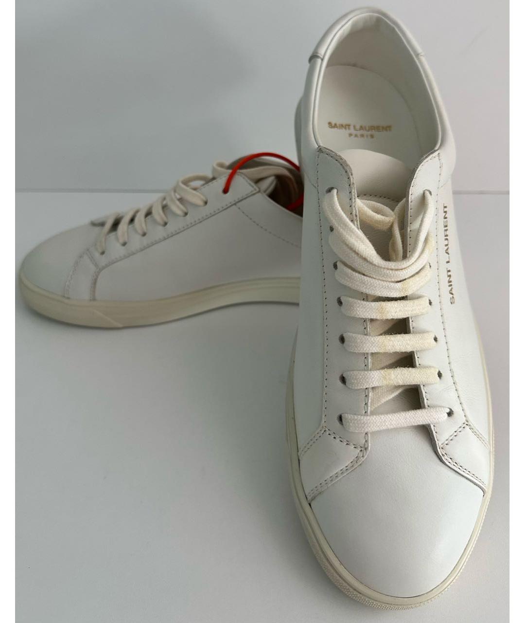 SAINT LAURENT Белые кожаные низкие кроссовки / кеды, фото 5