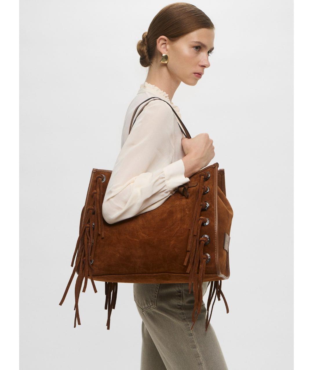 Gianni Chiarini Коричневая замшевая сумка тоут, фото 7