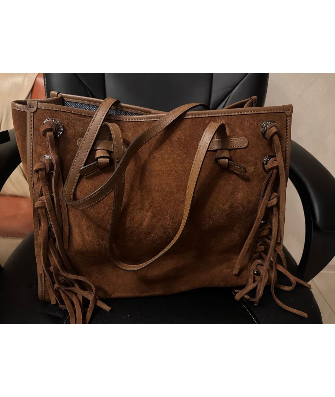 Gianni Chiarini Коричневая замшевая сумка тоут, фото 8