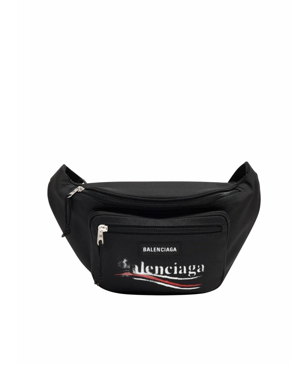 BALENCIAGA Черная тканевая поясная сумка, фото 1
