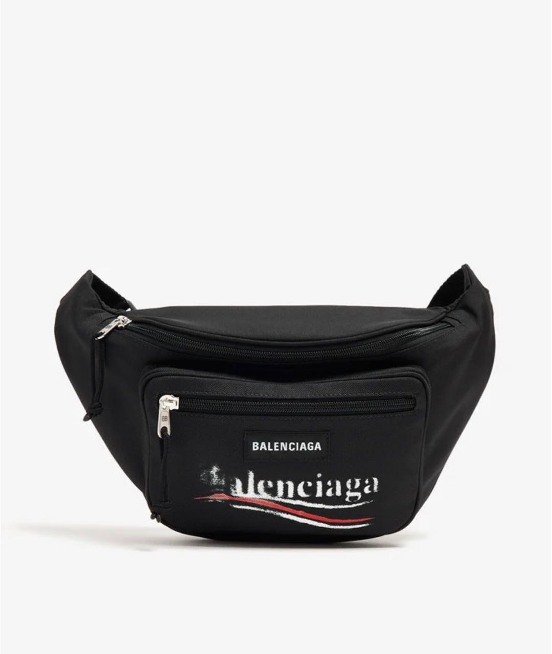 BALENCIAGA Черная тканевая поясная сумка, фото 3