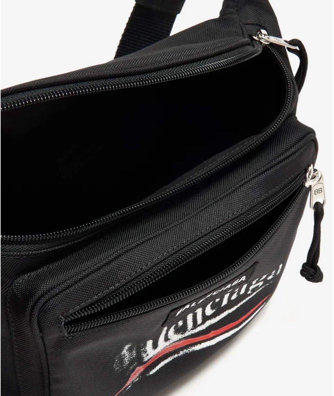 BALENCIAGA Черная тканевая поясная сумка, фото 5