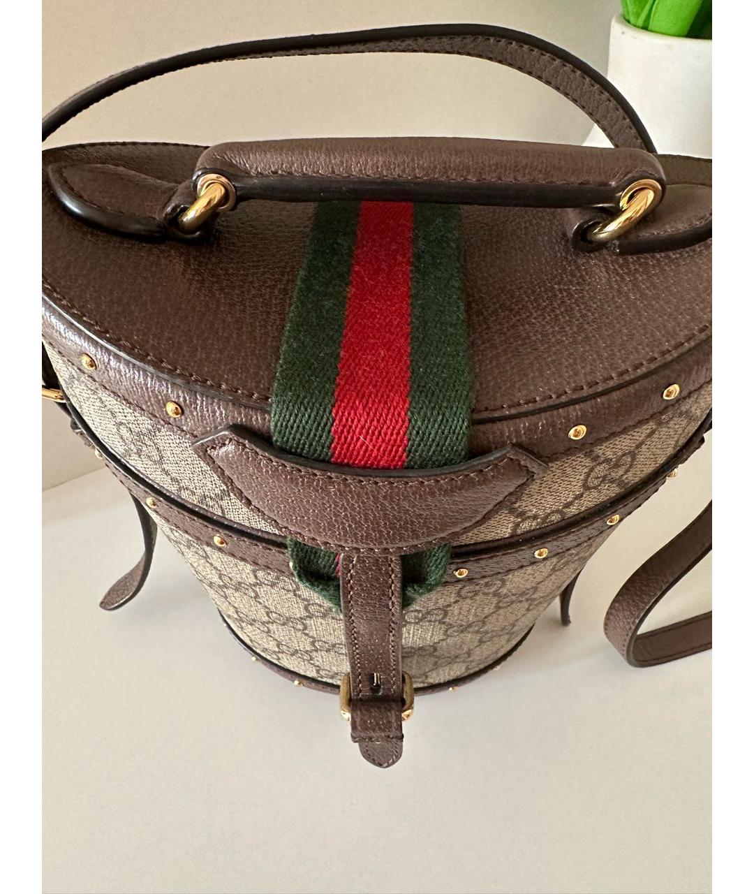 GUCCI Коричневая кожаная сумка через плечо, фото 7