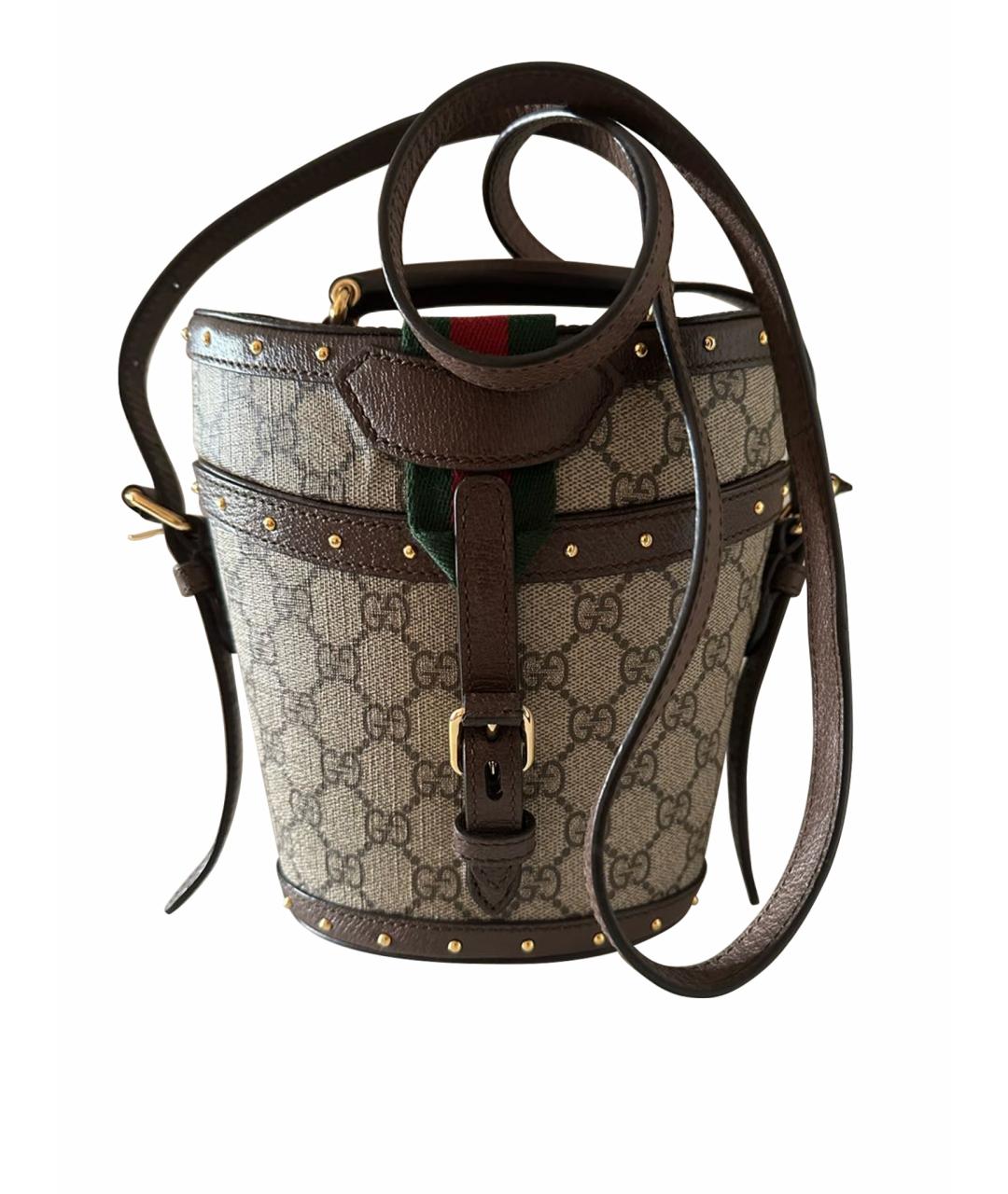 GUCCI Коричневая кожаная сумка через плечо, фото 1