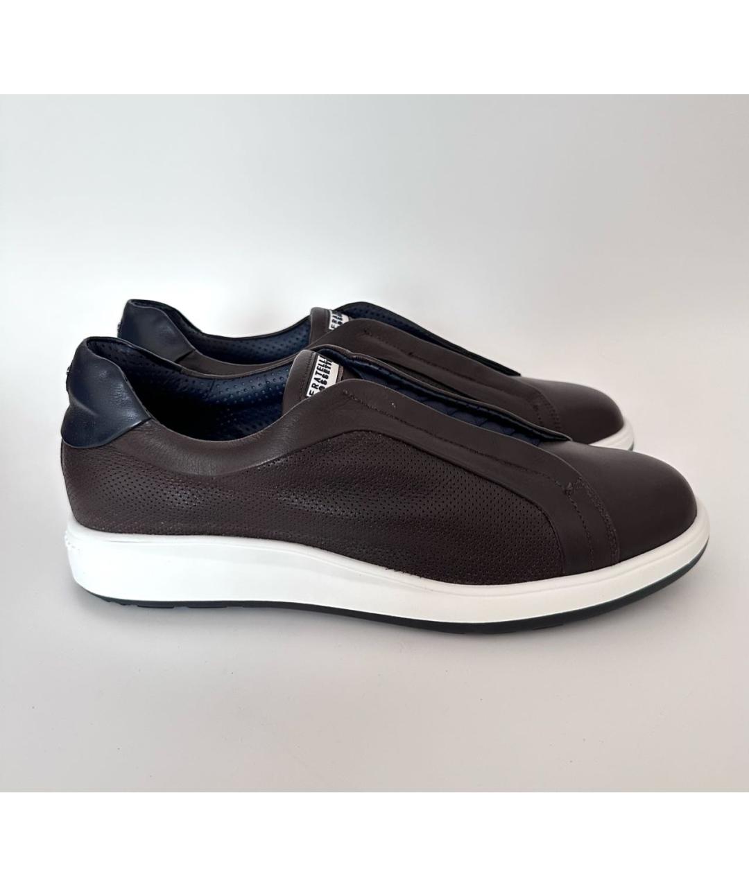 FRATELLI ROSSETTI Коричневые кожаные низкие кроссовки / кеды, фото 9